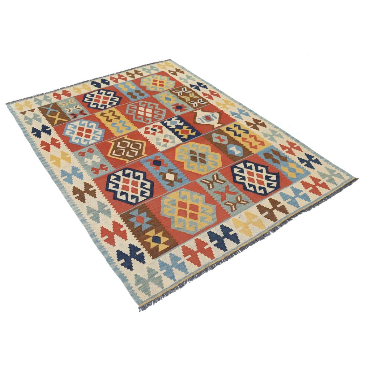 Kafkaas 5x7 Hand Woven Washable Wool Rug - Colorful