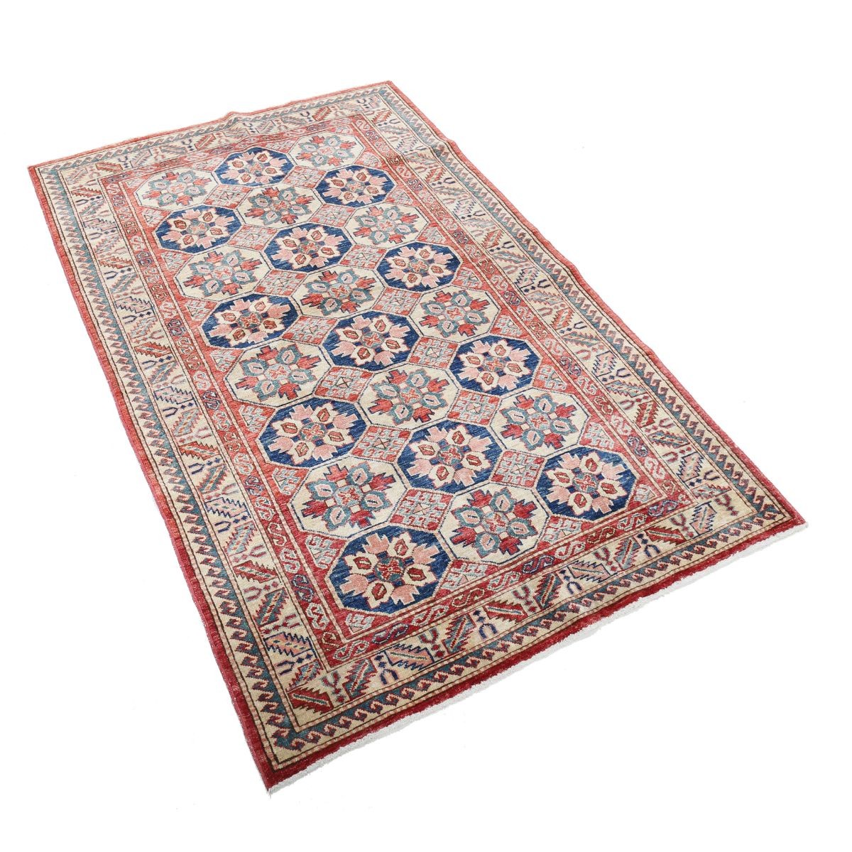 Kazak 4x6 Handmade Double Knotted Washable Wool Rug - Colorful