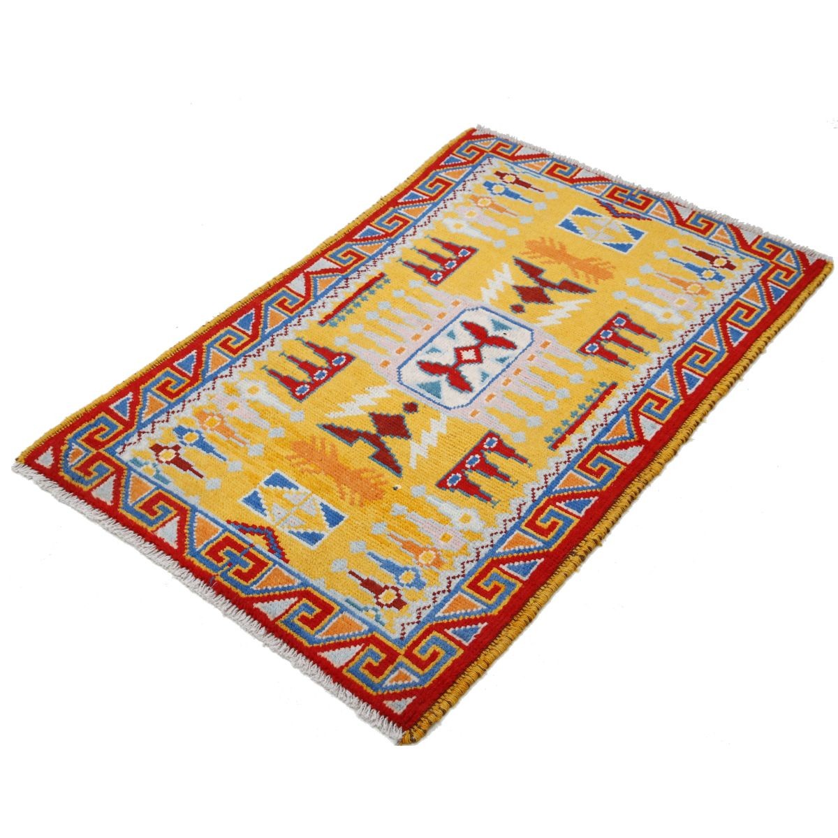 Revival 3x4 Handmade Double Knotted Washable Wool Rug - Colorful