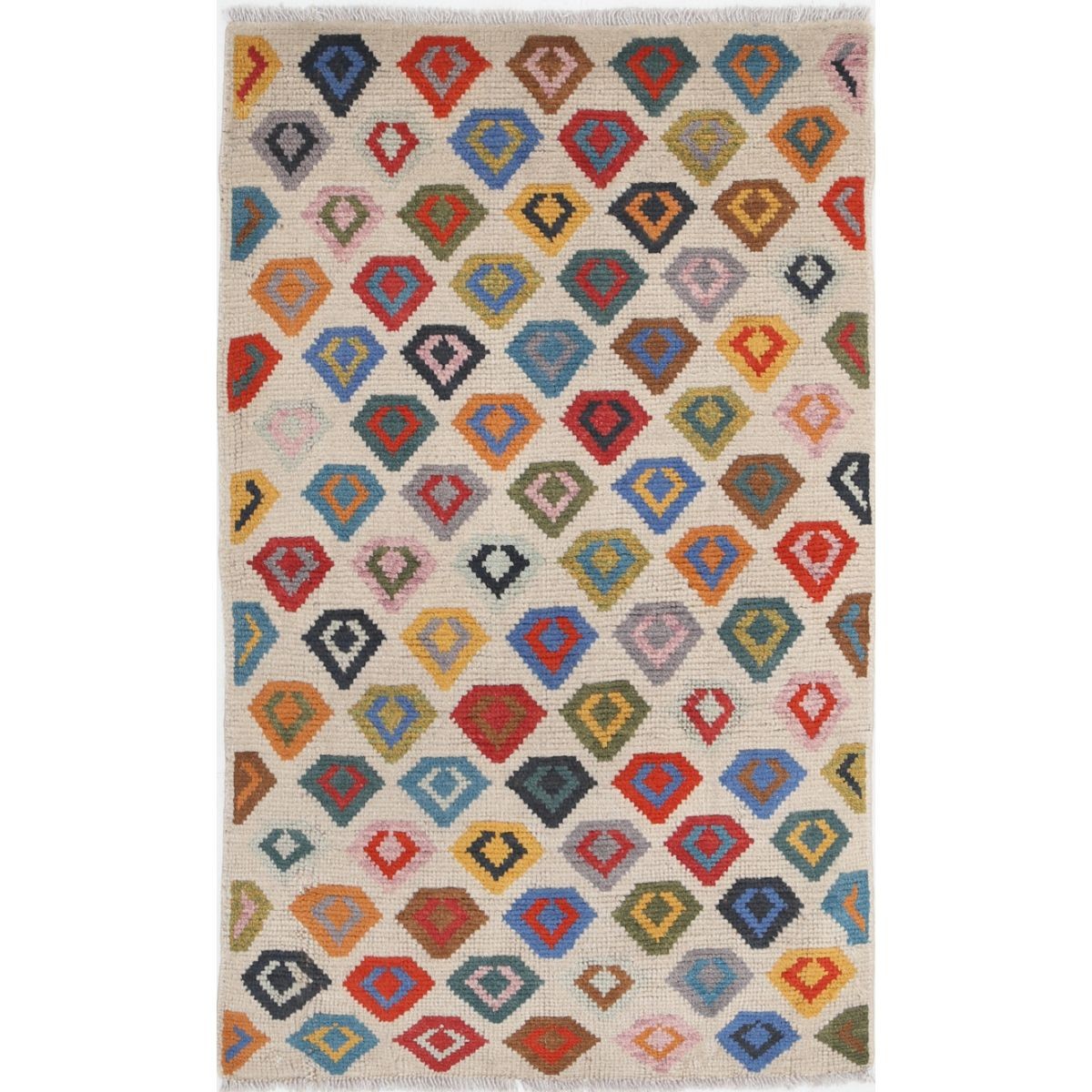 Revival 2x4 Handmade Double Knotted Washable Wool Rug - Colorful