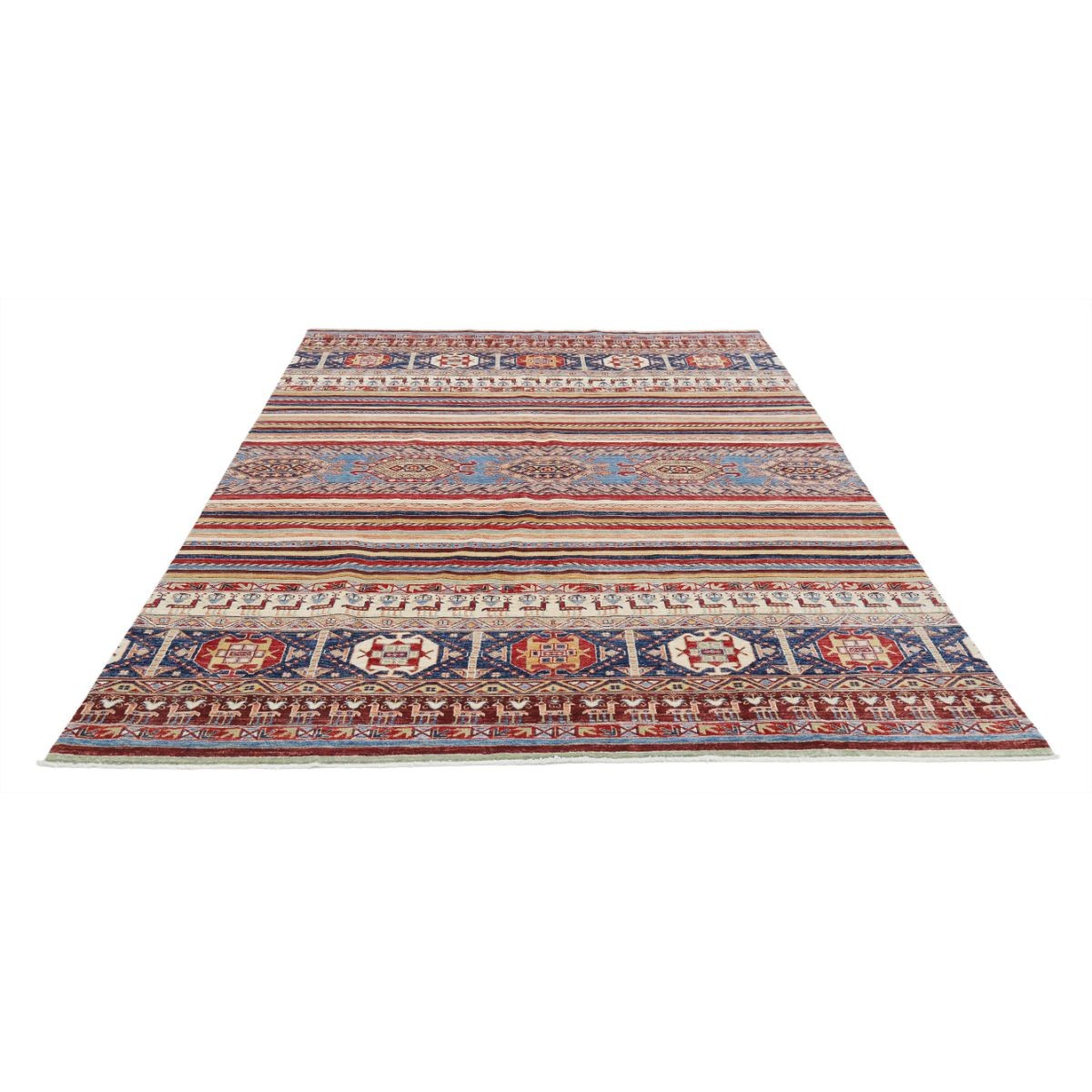 Khurjeen 7x10 Handmade Double Knotted Washable Wool Rug - Colorful