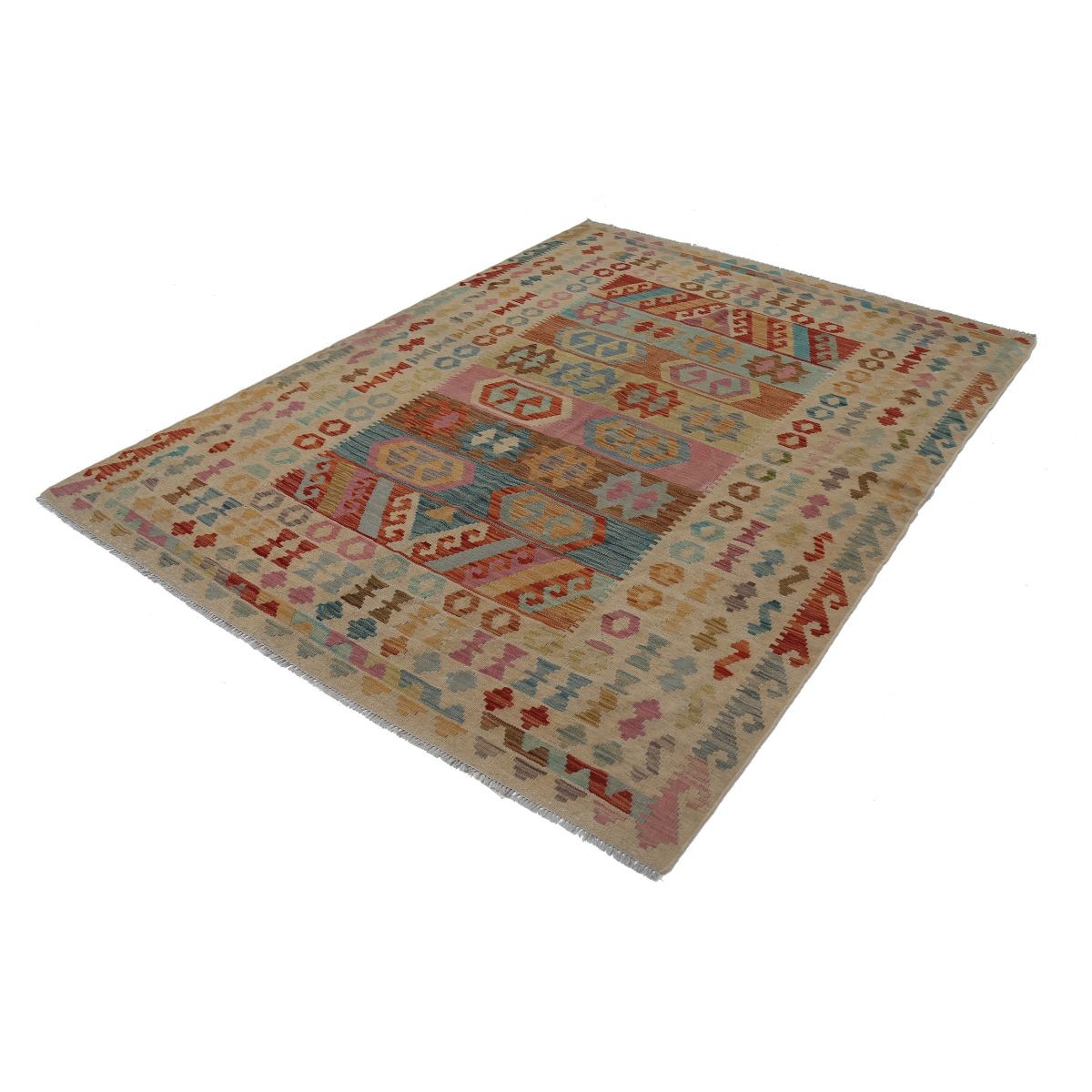 Maimana 6x8 Hand Woven Washable Wool Rug - Colorful