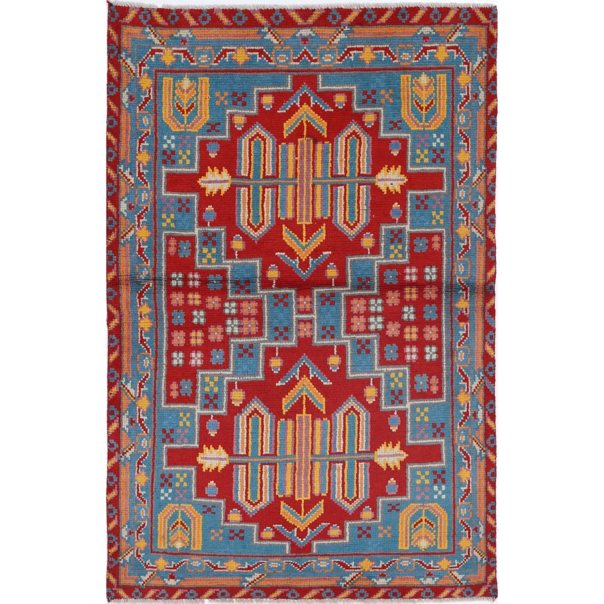 Revival 3x5 Handmade Double Knotted Washable Wool Rug - Colorful
