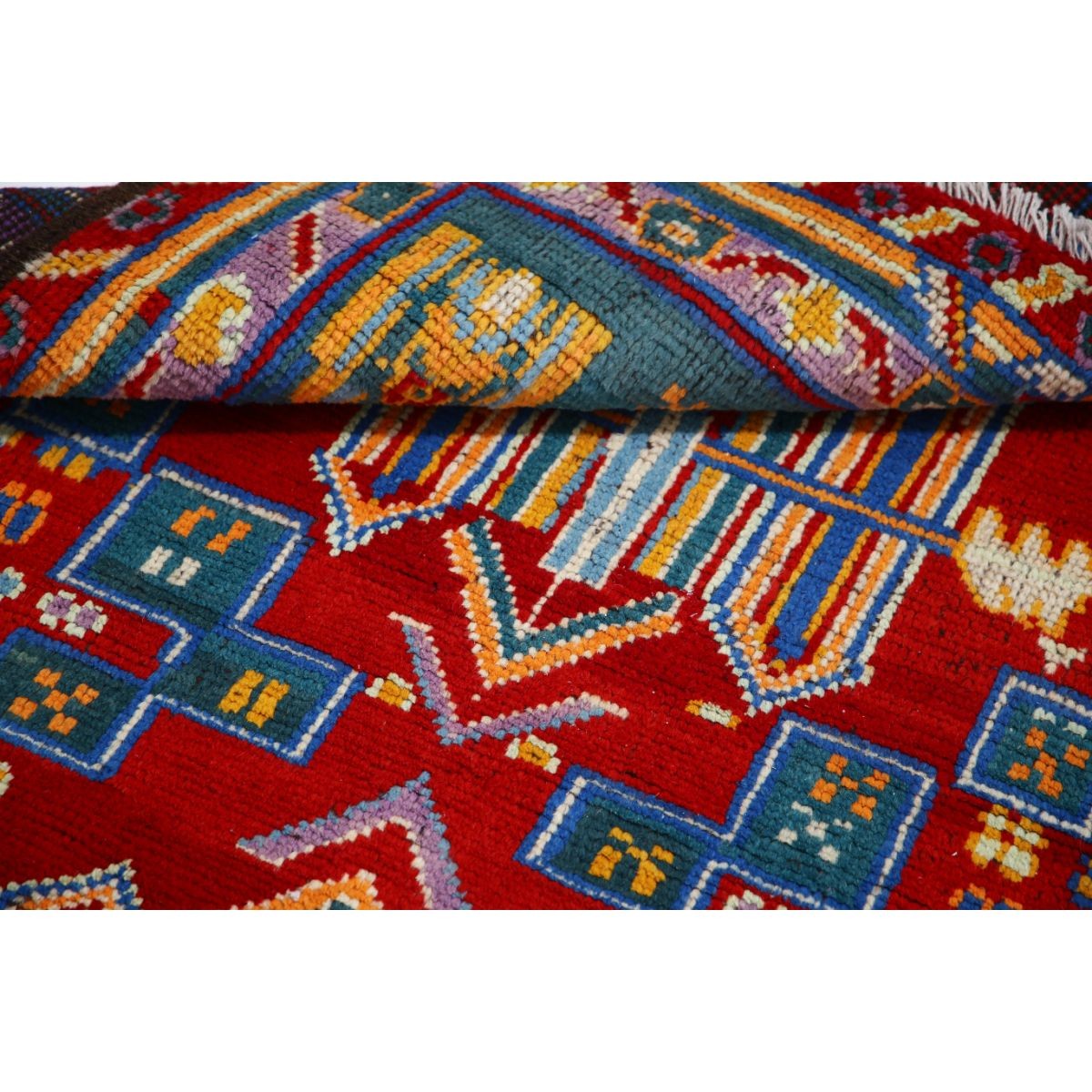 Revival 4x5 Handmade Double Knotted Washable Wool Rug - Colorful