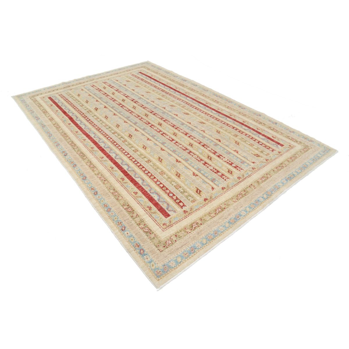 Shaal 7x10 Handmade Double Knotted Washable Wool Rug - Colorful