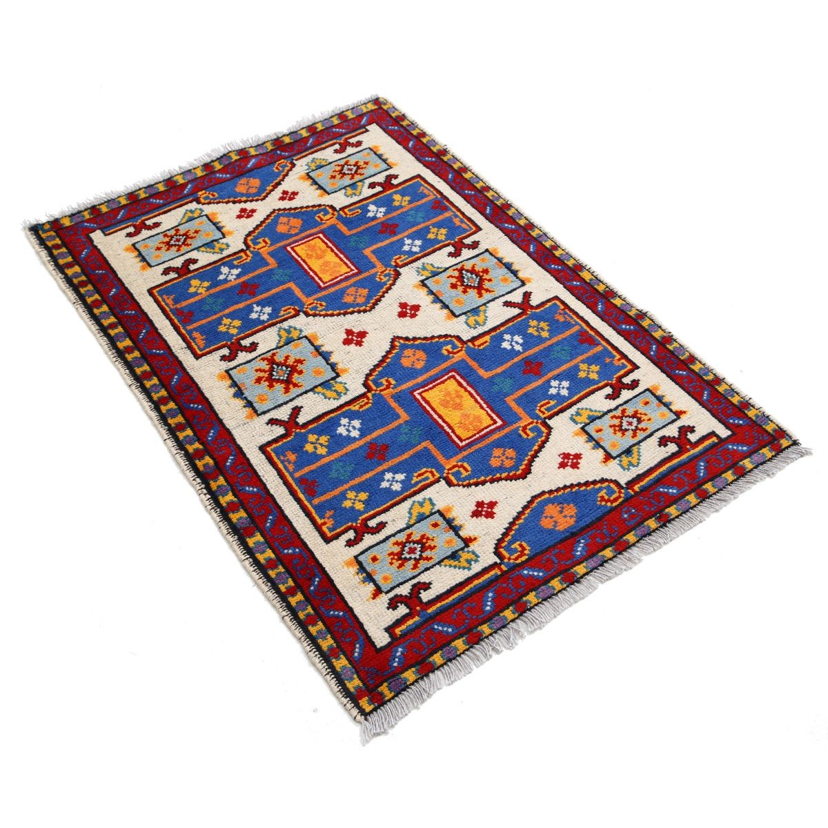 Revival 3x4 Handmade Double Knotted Washable Wool Rug - Colorful