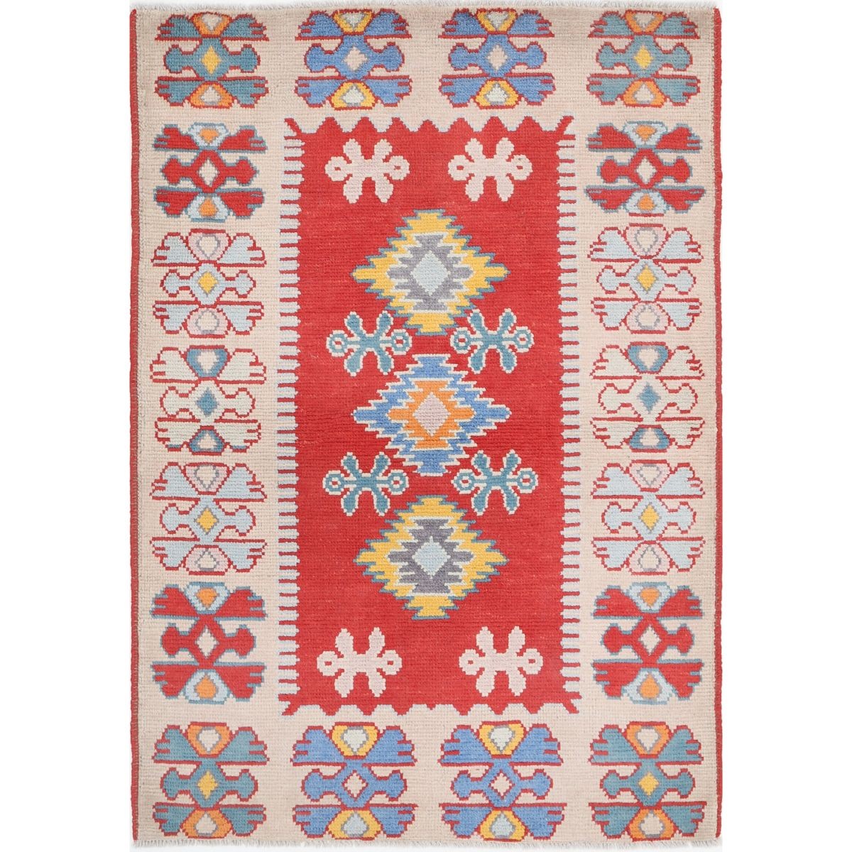 Revival 4x5 Handmade Double Knotted Washable Wool Rug - Colorful