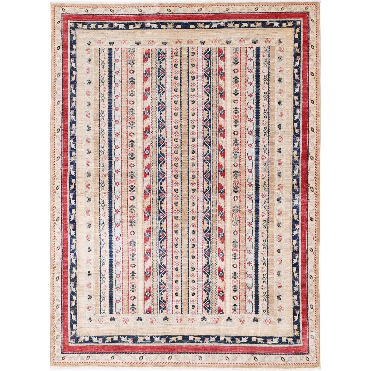 Shaal 6x8 Handmade Double Knotted Washable Wool Rug - Colorful