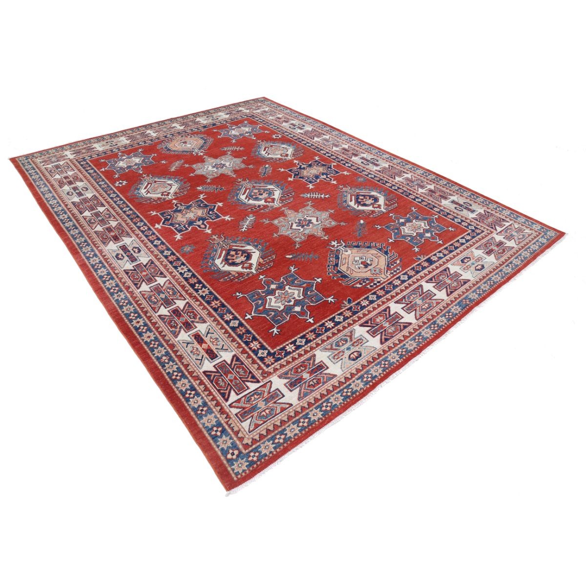 Kazak 8x10 Handmade Double Knotted Washable Wool Rug - Colorful