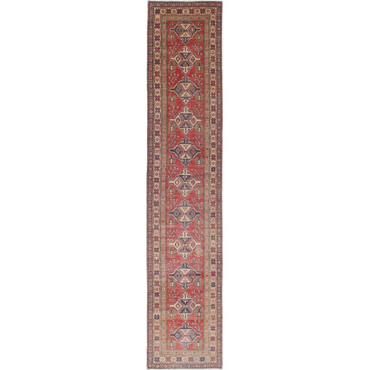 Kazak 3x15 Handmade Double Knotted Washable Wool Runner - Colorful