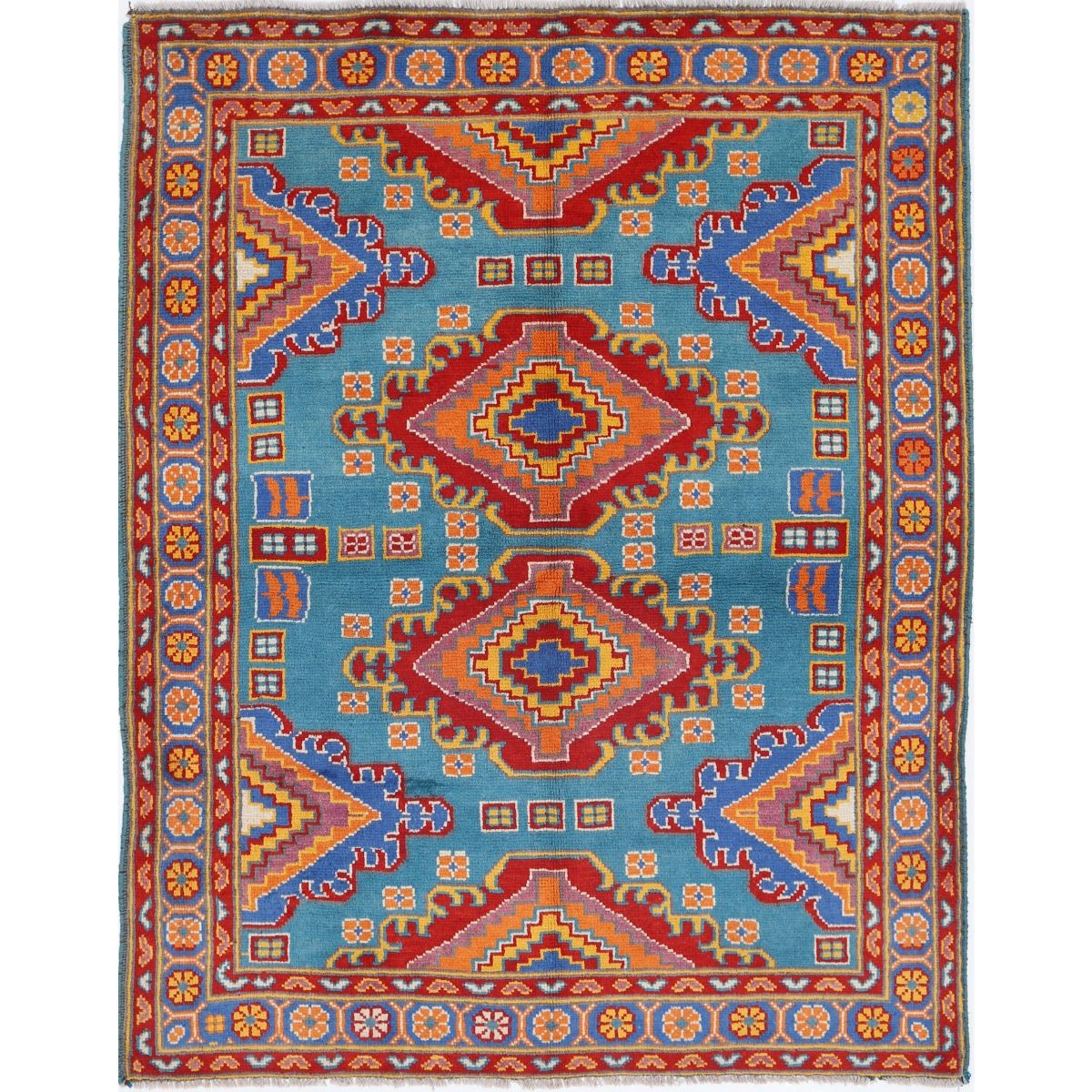 Revival 5x7 Handmade Double Knotted Washable Wool Rug - Colorful