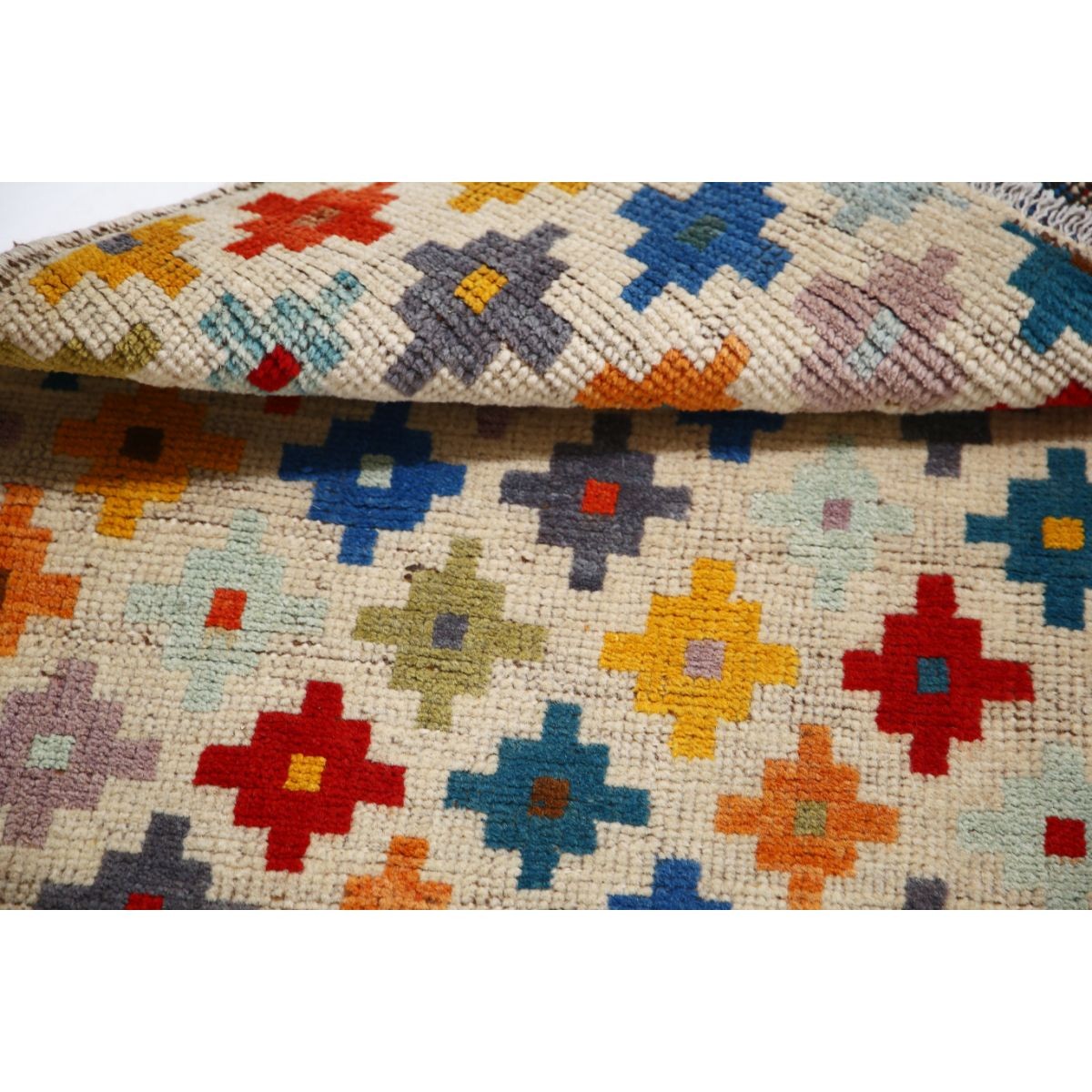 Revival 3x3 Handmade Double Knotted Washable Wool Rug - Colorful