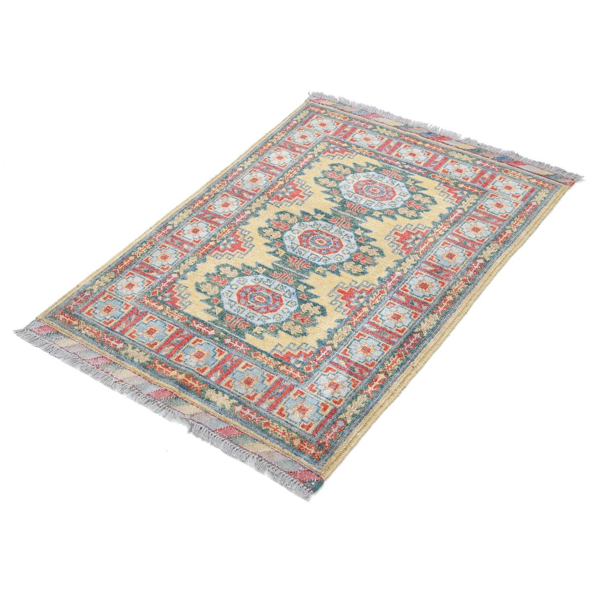 Revival 3x4 Handmade Double Knotted Washable Wool Rug - Colorful