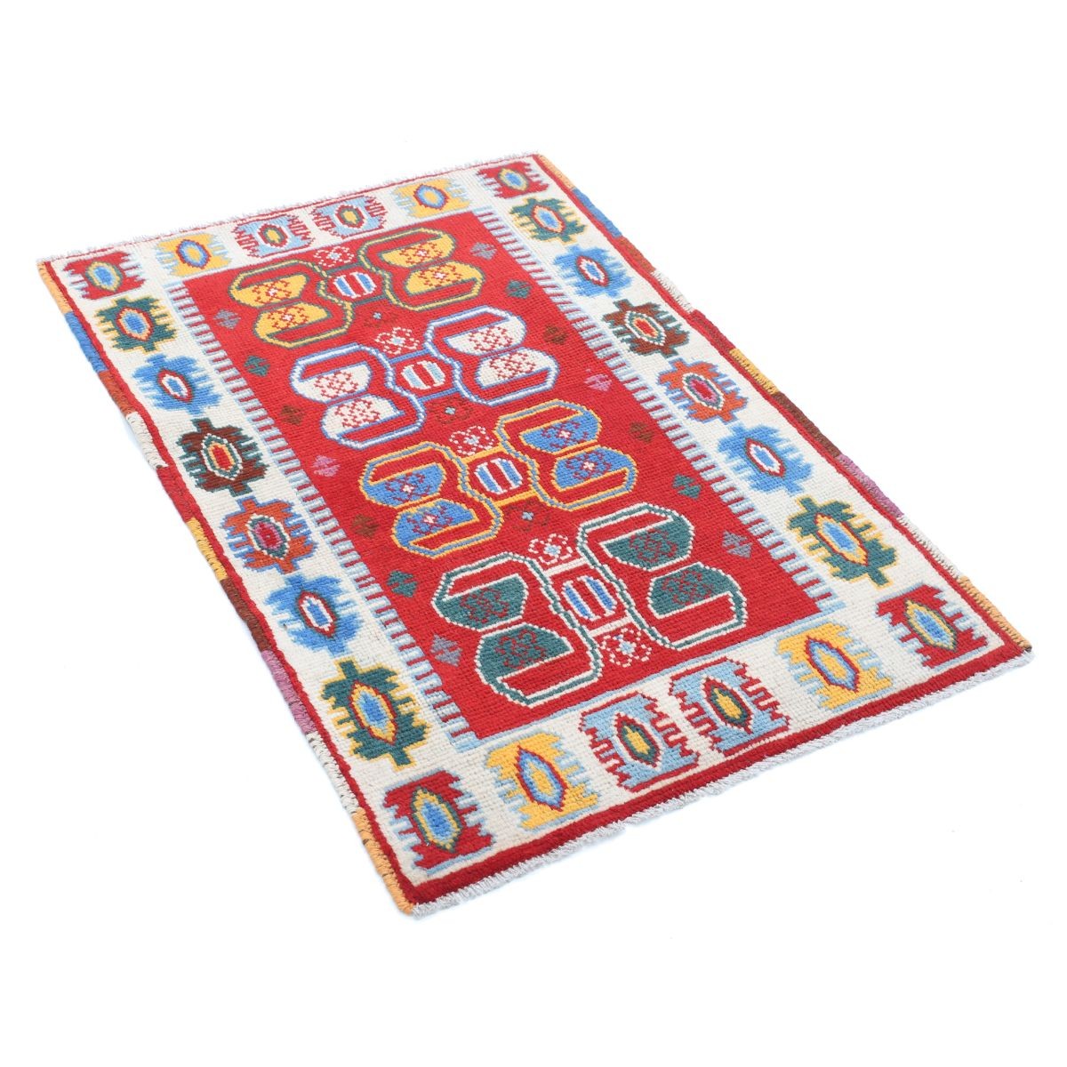 Revival 3x4 Handmade Double Knotted Washable Wool Rug - Colorful