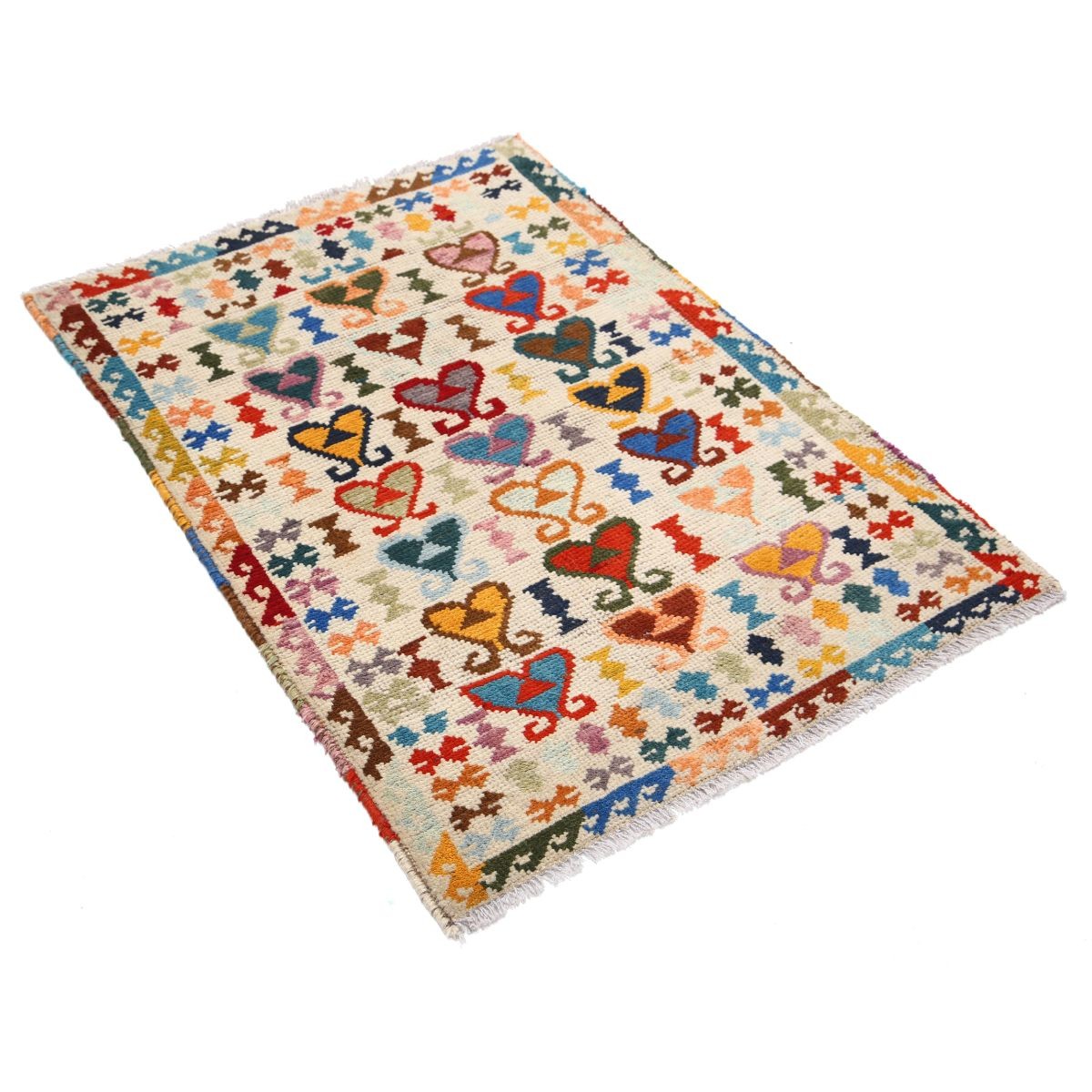 Revival 3x4 Handmade Double Knotted Washable Wool Rug - Colorful