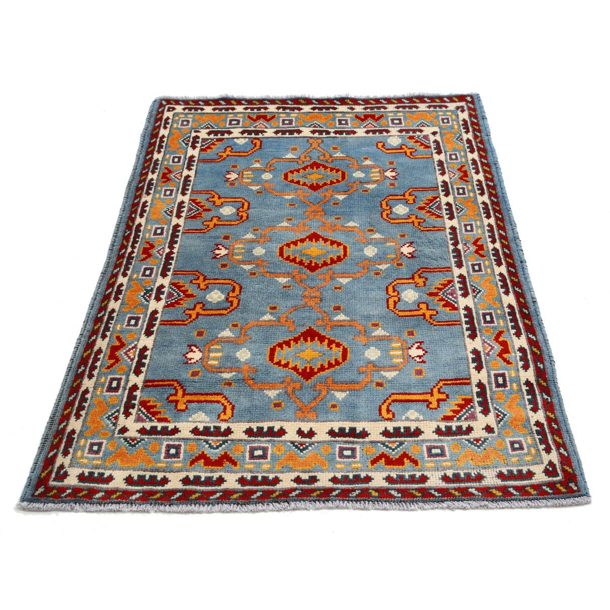 Revival 4x5 Handmade Double Knotted Washable Wool Rug - Colorful