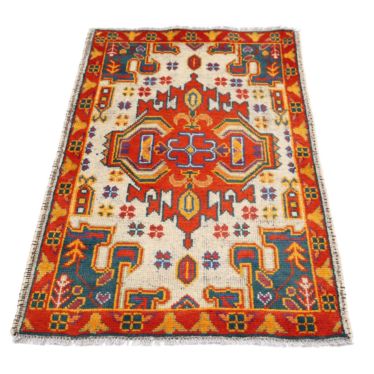 Revival 3x4 Handmade Double Knotted Washable Wool Rug - Colorful