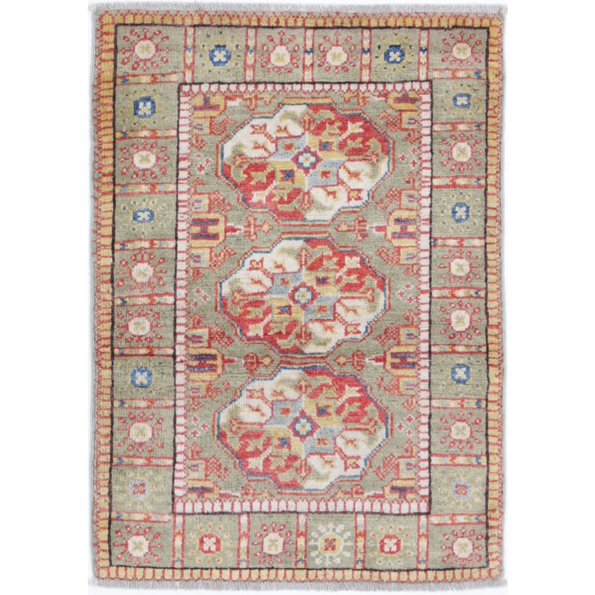 Revival 2x3 Handmade Double Knotted Washable Wool Rug - Colorful