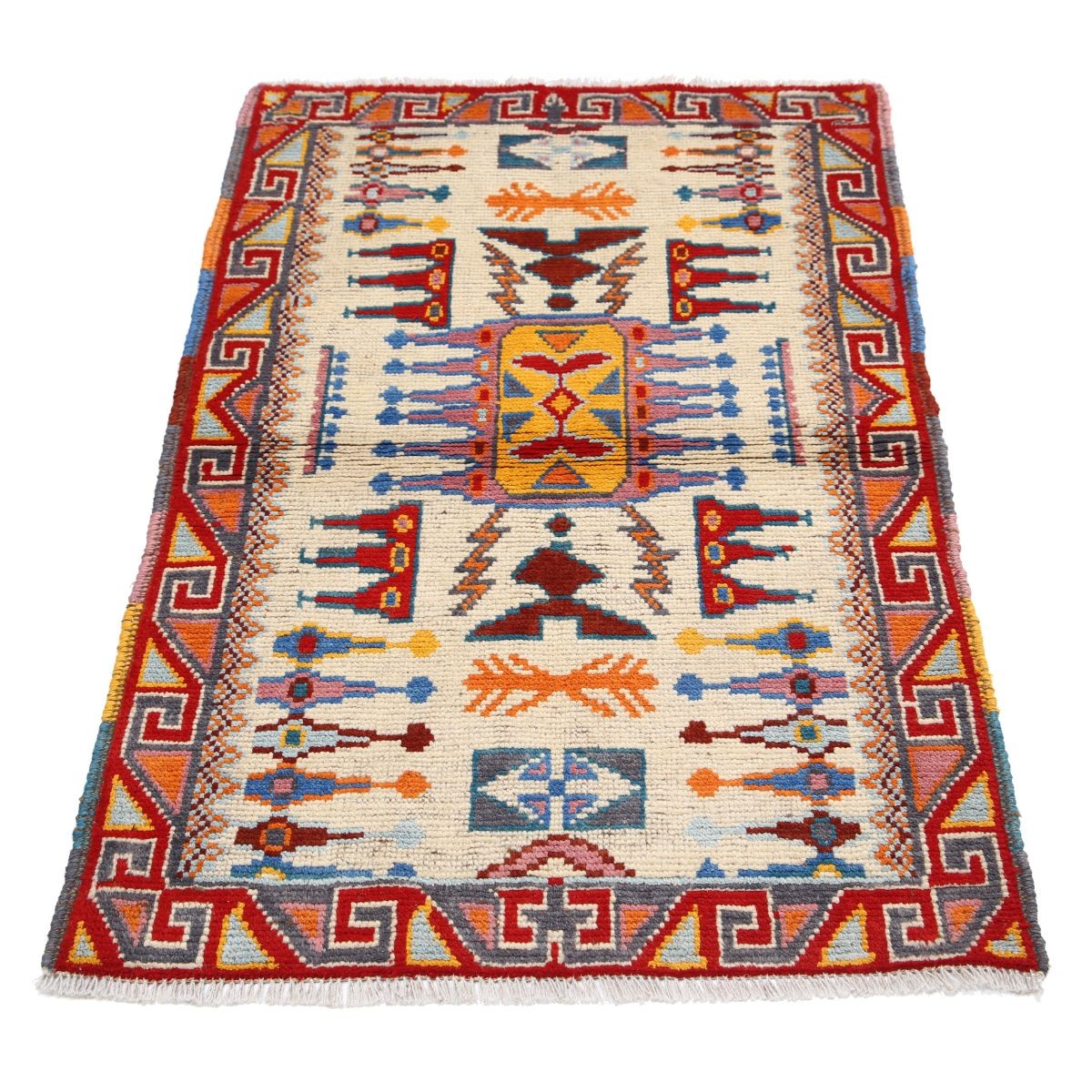 Revival 3x4 Handmade Double Knotted Washable Wool Rug - Colorful
