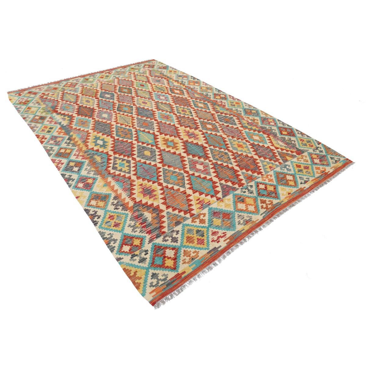 Maimana 7x10 Hand Woven Washable Wool Rug - Colorful