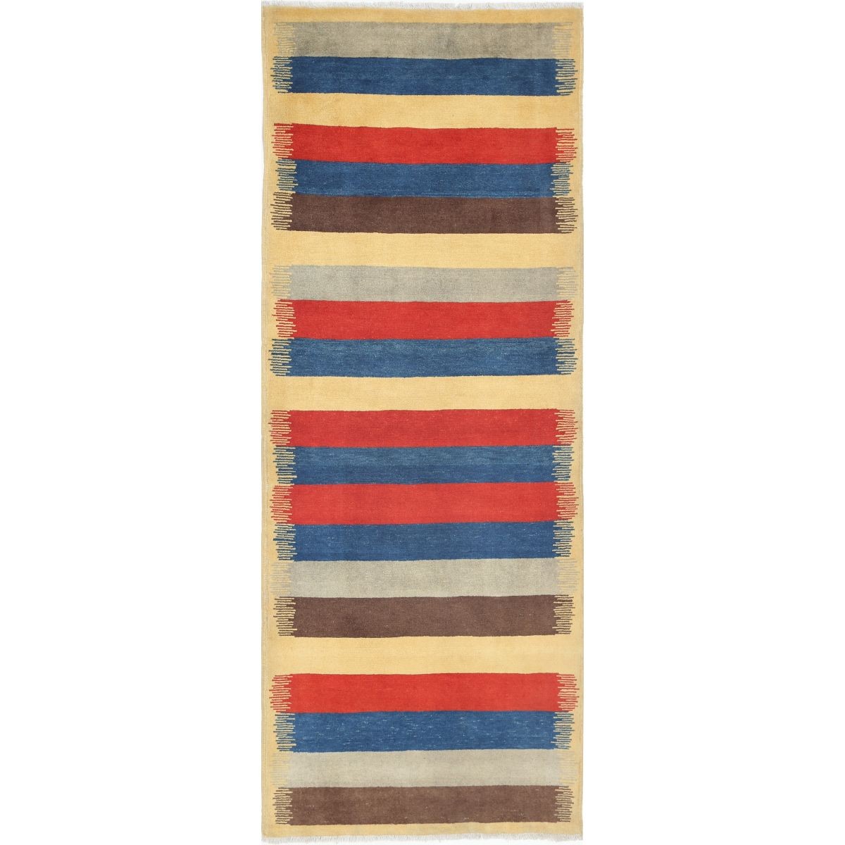 Modcar 2x7 Handmade Double Knotted Washable Wool Runner - Colorful