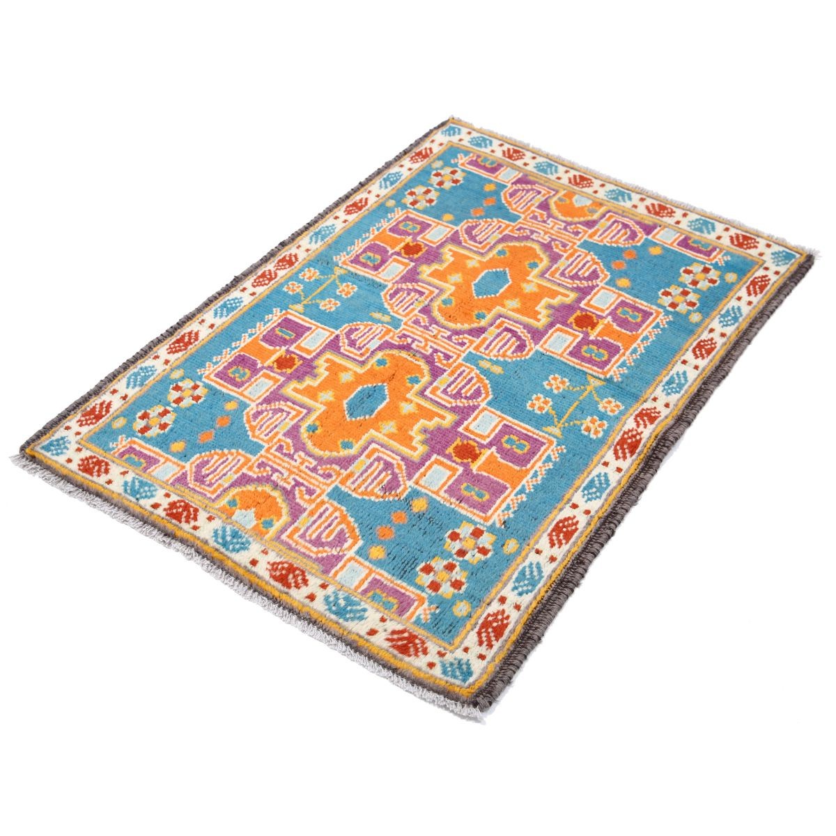 Revival 3x4 Handmade Double Knotted Washable Wool Rug - Colorful