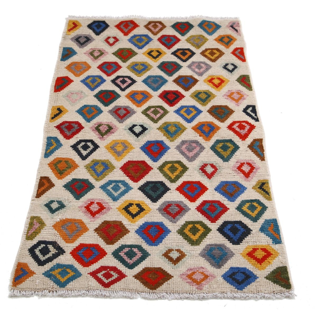 Revival 2x4 Handmade Double Knotted Washable Wool Rug - Colorful