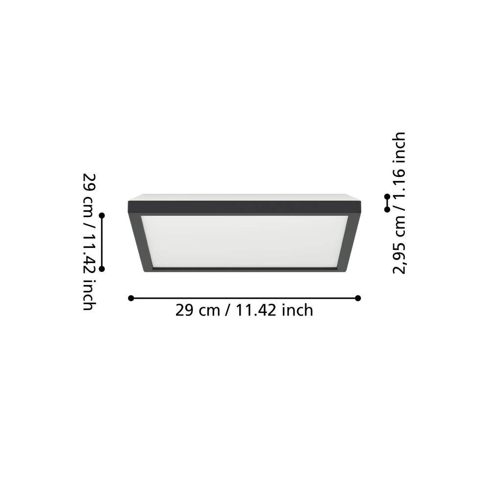 Eglo 901466 "ROVITO-Z" 29 Cm Uzunluğunda Siyah Plastik Led Panel Ip44