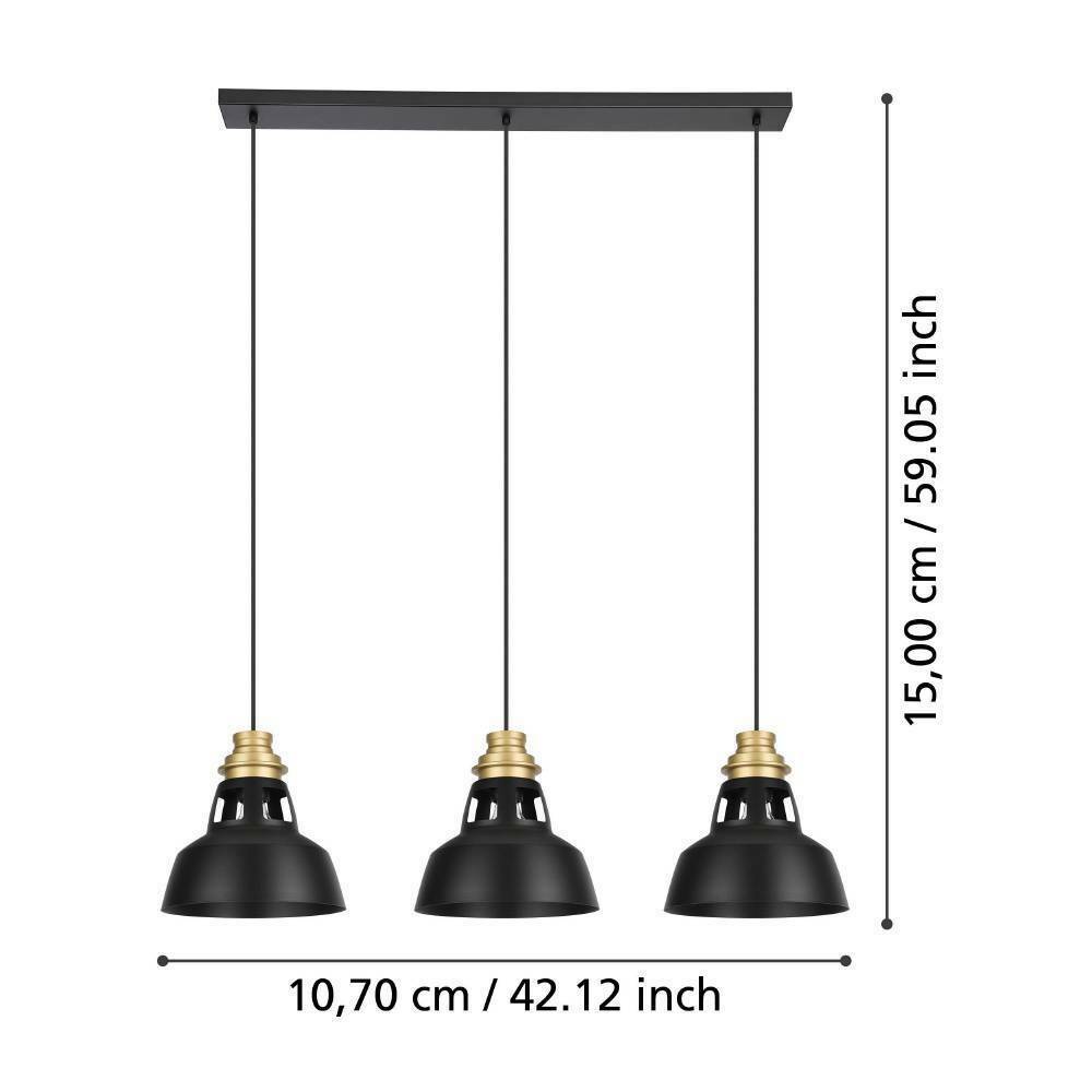 Eglo 390231 "ESPINARDO" 150 Cm Yüksekliğinde Çelik Siyah, Gold Sarkıt Avize
