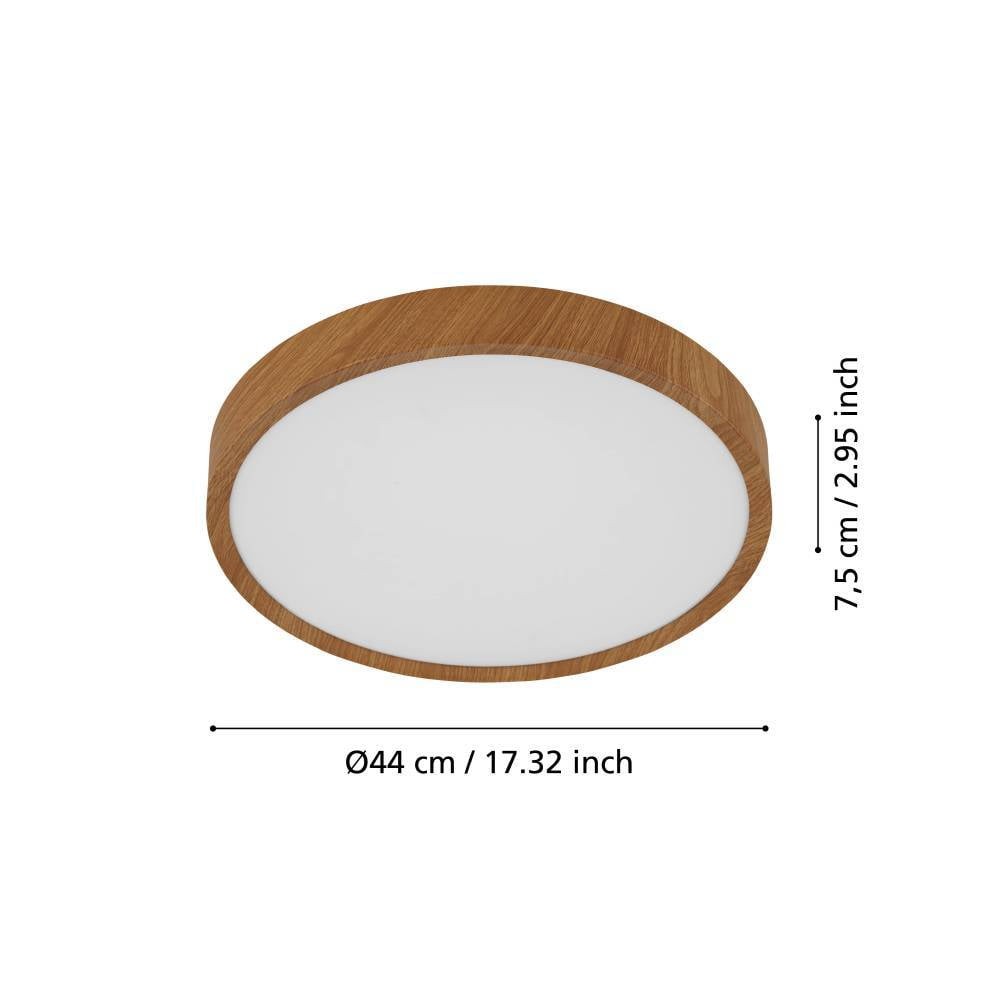 Eglo 98602 "MUSURITA" 44 Cm Çapında Plastik, Çelik Doğal Ahşap Görünümlü Tavan Armatürü