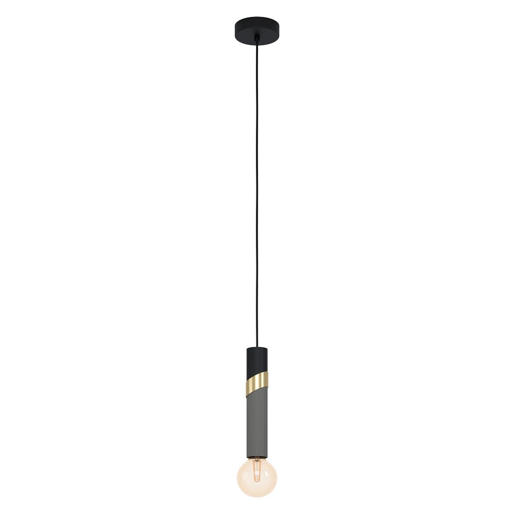 Eglo 39935 "CEDRAL" 150 Cm Yüksekliğinde Çelik Siyah, Fırçalanmış Pirinç, Umbra Gri Sarkıt Avize