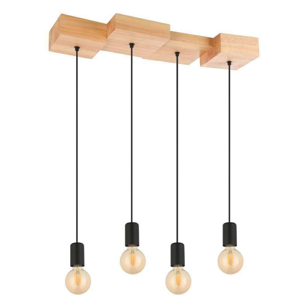 Eglo 43799 "HALKIN" 110 Cm Yüksekliğinde Ahşap, Çelik Kahverengi, Siyah Sarkıt Avize