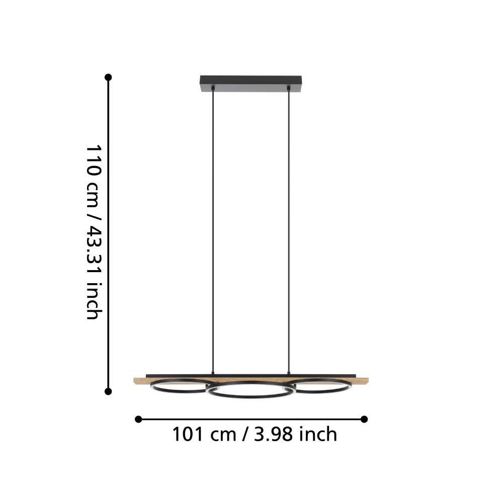 Eglo 901714 "BOYAL" 110 Cm Yüksekliğinde Çelik, Ahşap Siyah, Kahverengi Sarkıt Avize