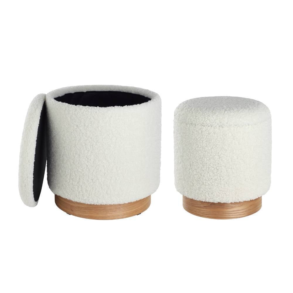 Eglo 424029 "MASHIKE" 42 Cm Yüksekliğinde 37 Cm Çapında Beyaz Polyester Puf 2'Li Set