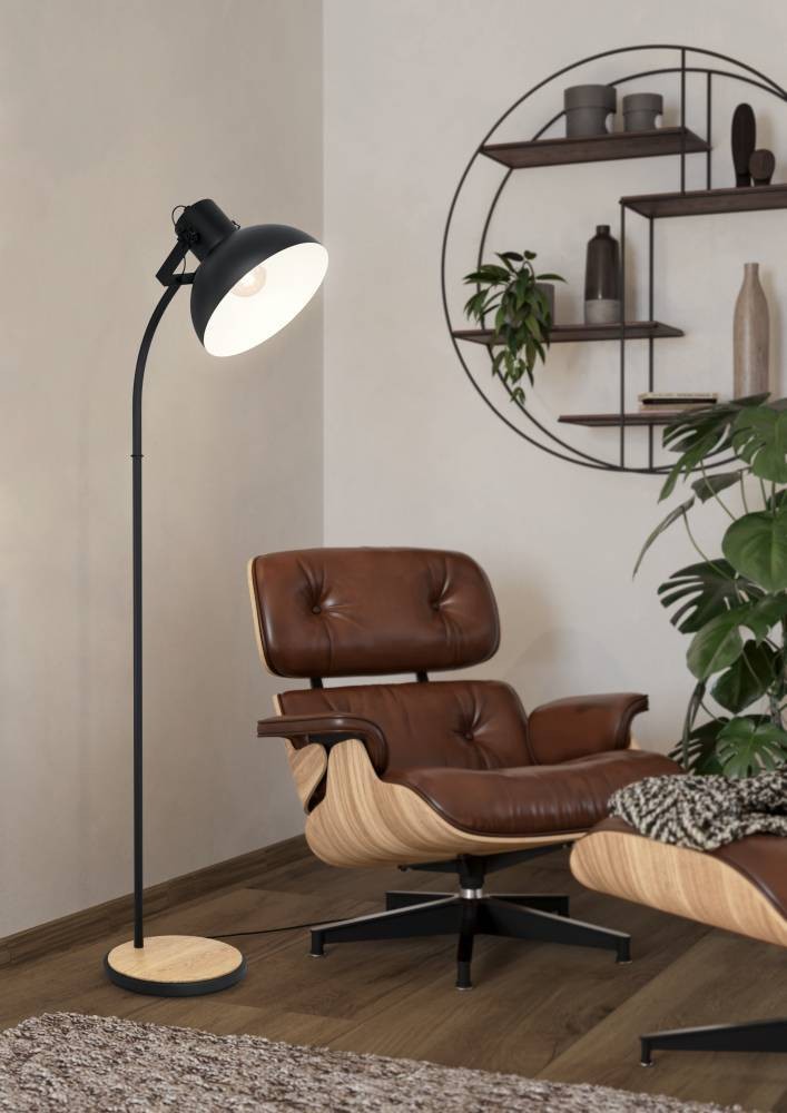 Eglo 44059 "LUBENHAM" 160 Cm Yüksekliğinde Çelik, Ahşap Köşe Lambası Lambader