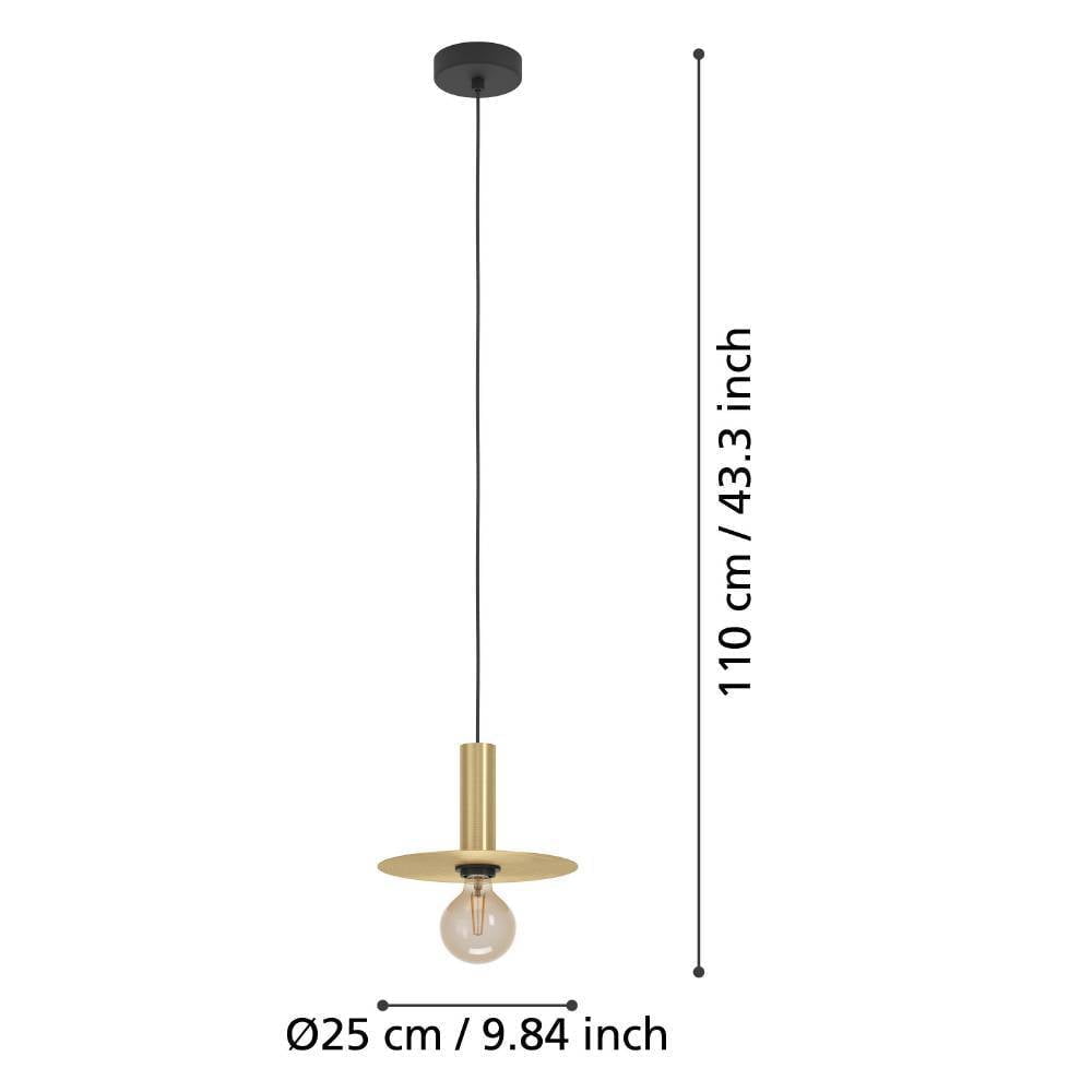 Eglo 900731 "ESCANDELL" 110 Cm Yüksekliğinde Çelik Siyah, Fırçalanmış Pirinç Sarkıt Avize
