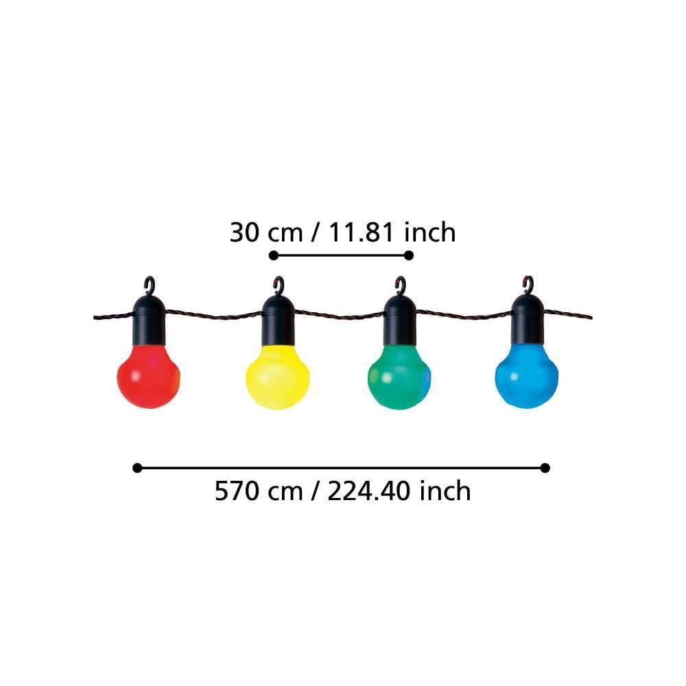 Eglo 900212 "FROSOLONE" 20 Ledli 570 Cm Uzunluğunda Kablo + Fişli Plastik Dış Mekan Bahçe Aydınlatması Işık Zinciri Ip44