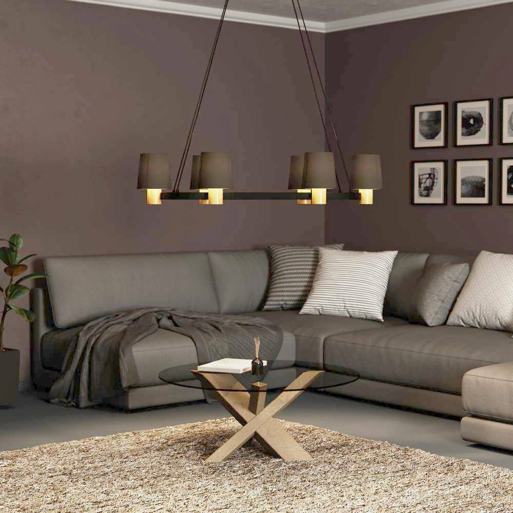 Eglo 43782 "EDALE" 110 Cm Yüksekliğinde Çelik, Ahşap Siyah, Kahverengi Sarkıt Avize