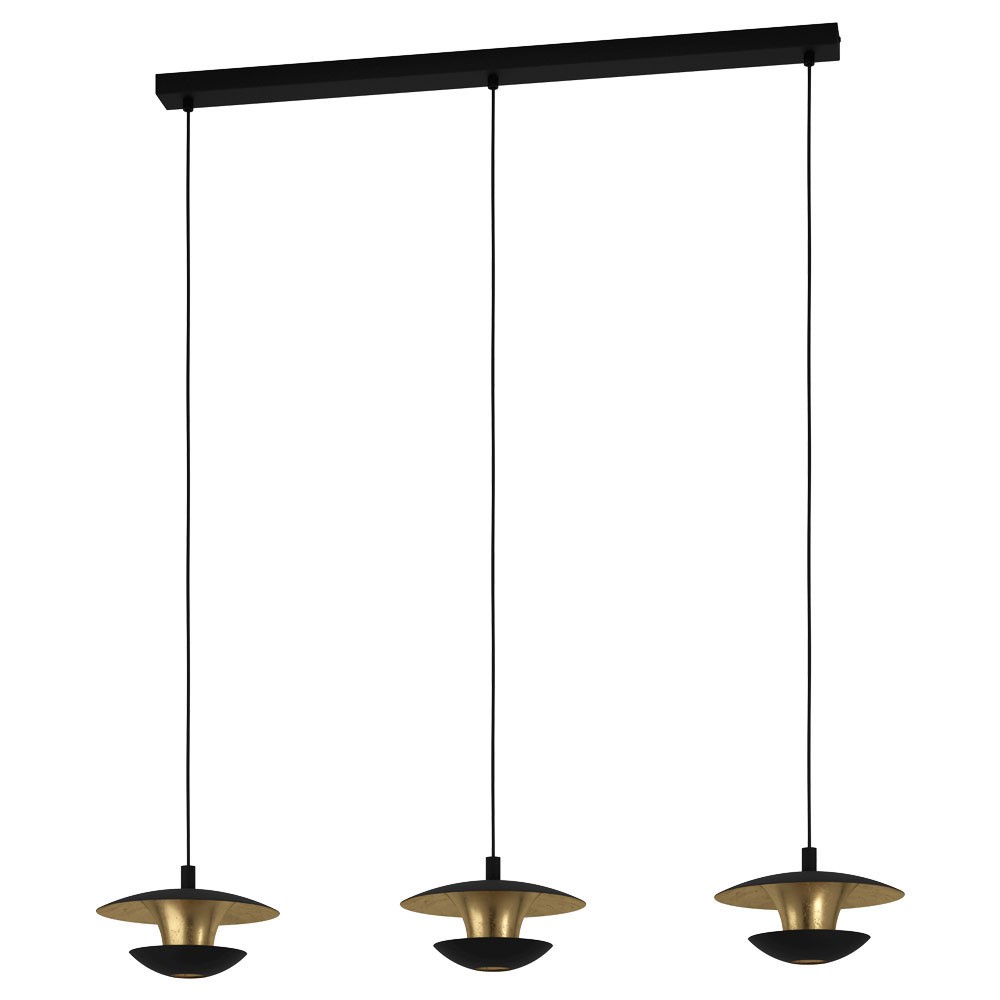 Eglo 99663 İç Mekan " Nuvano " Siyah, Altın Renk Dökme Çelik 3 Lü Sarkıt Aydınlatması Ip20 Gu10-Led Max: 3X4,5W En: 98,5 Cm