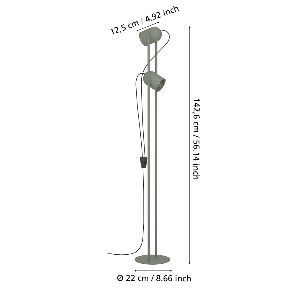 Eglo 44137 "TILSTON" 142.5 Cm Yüksekliğinde Yeşil Çelik Köşe Lambası Lambader