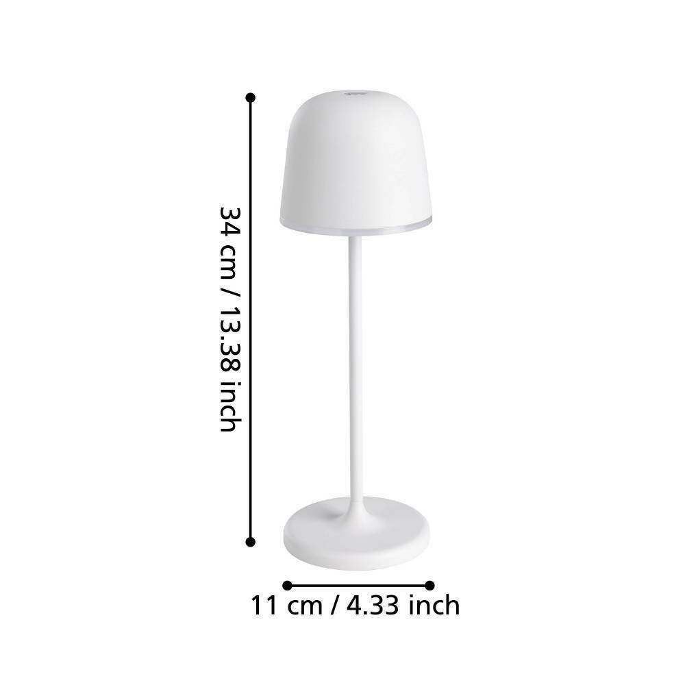 Eglo 900458 "MANNERA" 34 Cm Yüksekliğinde Dokunmatik Alüminyum, Usb Girişli Çelik Dış Mekan Bahçe Aydınlatması Masa Lambası Ip54