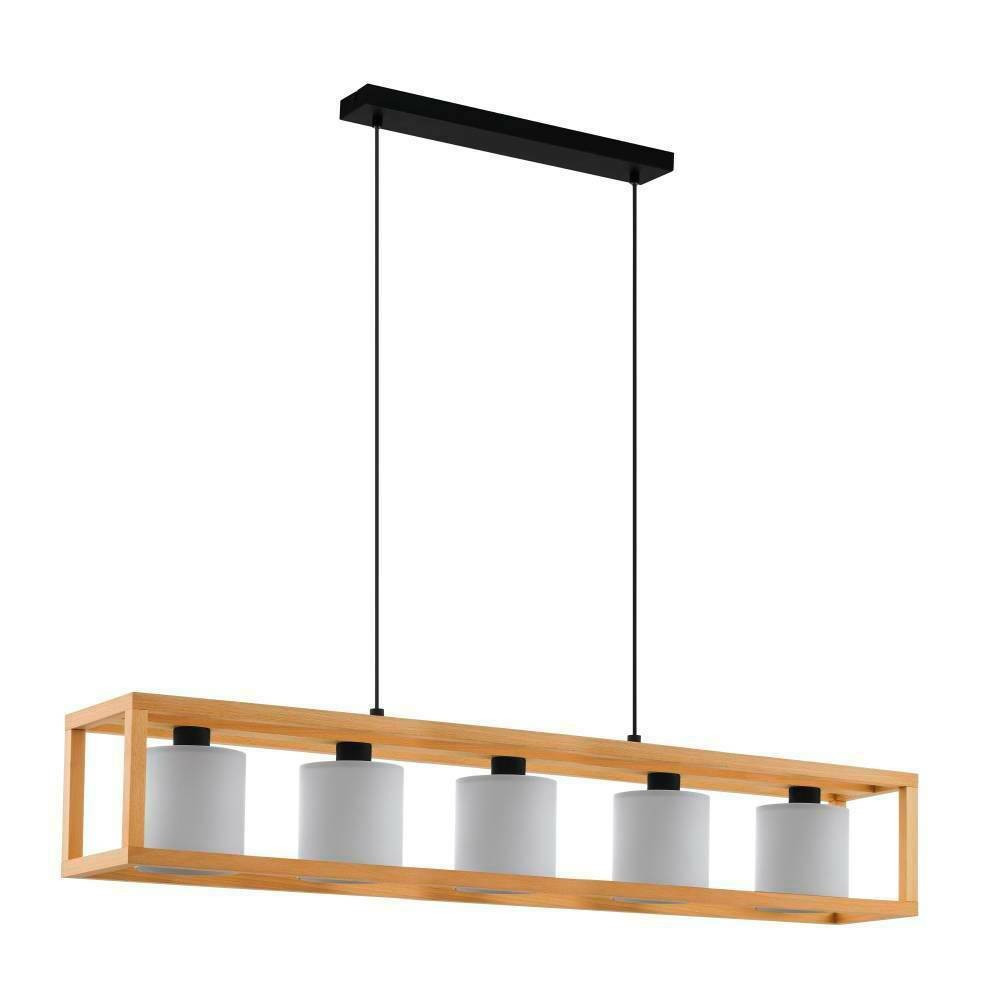 Eglo 390102 İç Mekan " Granados " Siyah, Kahverengi Renk Çelik, Ahşap Sarkıt Lamba Ip20 E27 Max: 5X25W En: 100 Cm