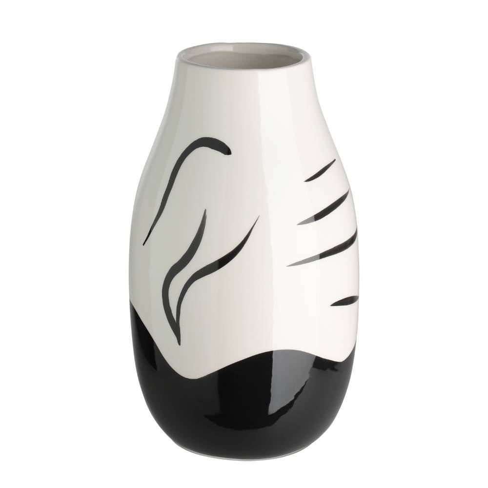 Eglo 421037 "YUZAWA" 26 Cm Yüksekliğinde Beyaz, Siyah Seramik Vazo
