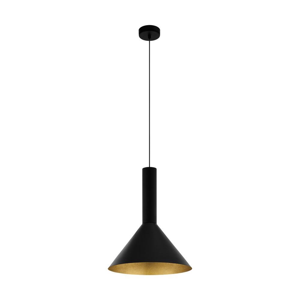 Eglo 62987 "CANALELLO" 19 Cm Çapında Çelik Siyah, Gold Sarkıt Avize
