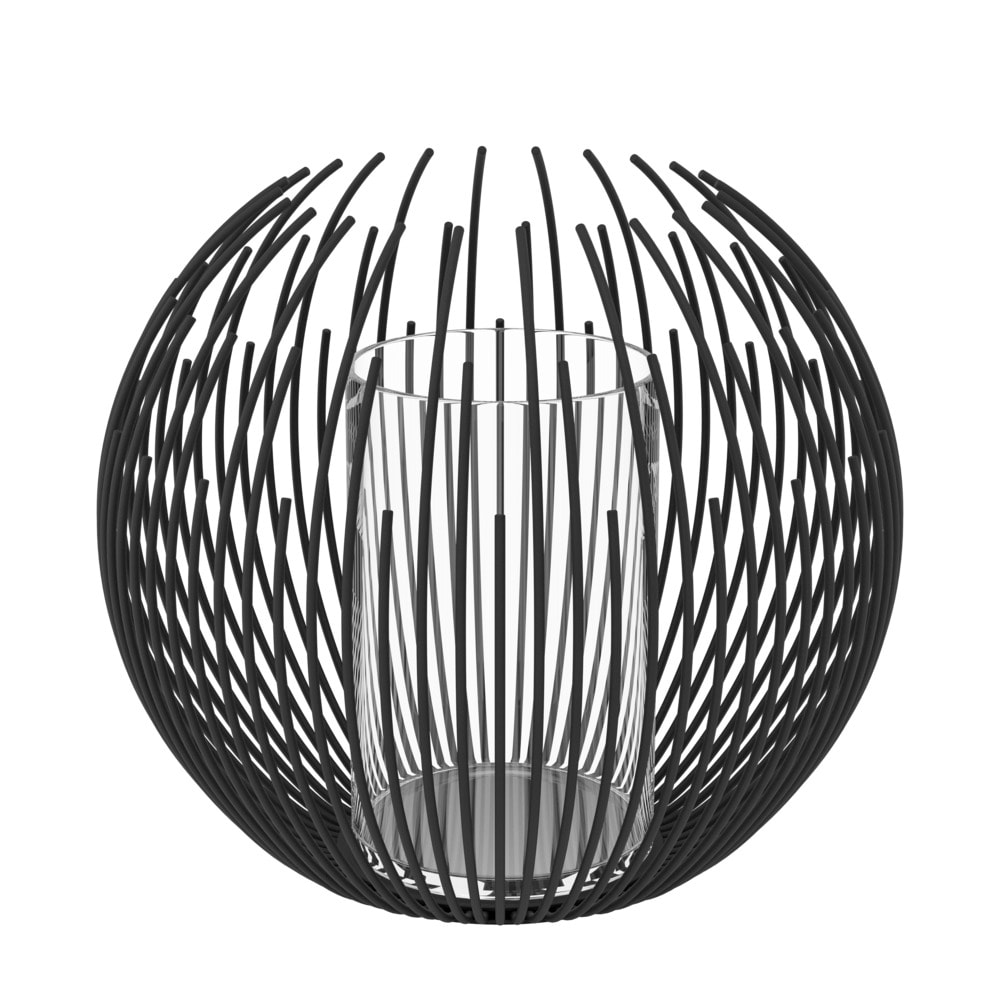 Eglo 422771 "VENEZUELA" 20,7 Cm Yüksekliğinde 23,7 Cm Çapında Siyah Şeffaf Dekoratif Mumluk