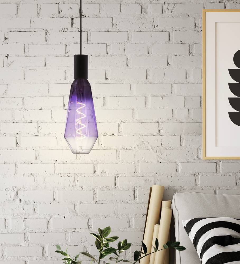 Eglo 110237 E27-Led-T100 Ampul 1X4W Siyah-Mor-Şeffaf 1800K Dim Edilebilir