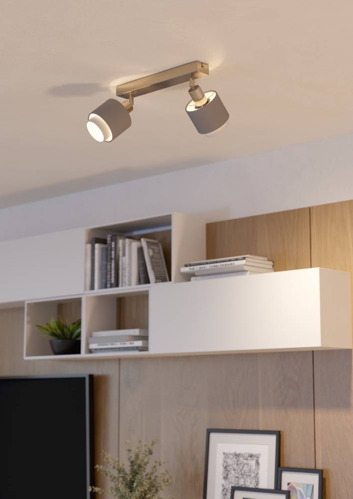 Eglo 901046 "BELLIZZI" 2X7,5W Çelik Nikel Mat Sıva Üstü Spot