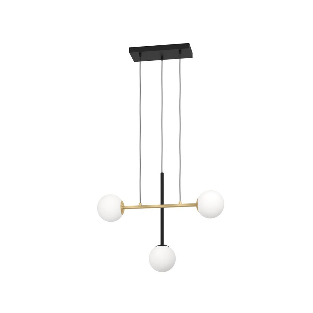Eglo 390177 "PAZ" 150 Cm Yüksekliğinde Çelik Siyah, Fırçalanmış Pirinç Sarkıt Avize