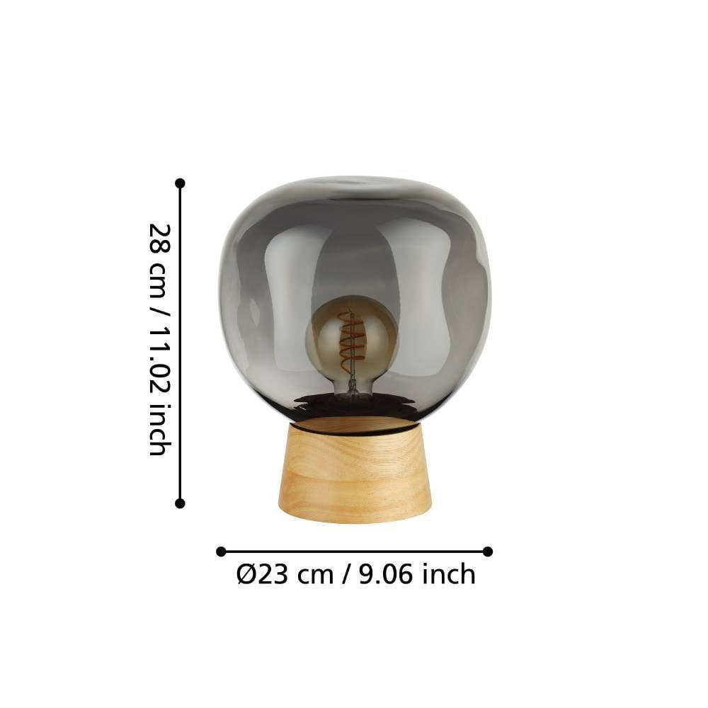 Eglo 390321 "MAGACELA" 27 Cm Yüksekliğinde Ahşap, Çelik Masa Lambası