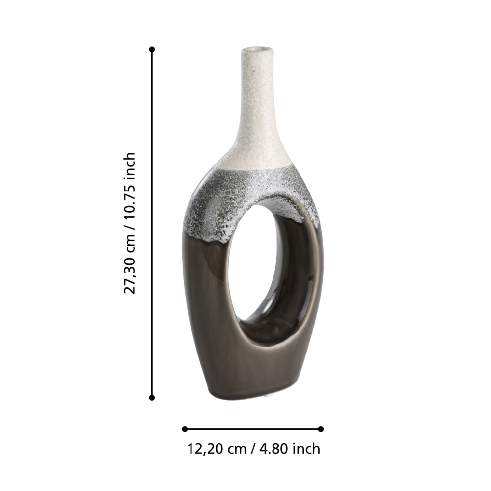 Eglo 421517 "IWATE" 27 Cm Yüksekliğinde Bej Siyah Seramik Vazo